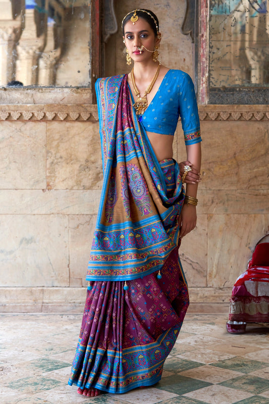 Purple Printed Patola Silk Saree-SAR11295_1_SareeButa.com