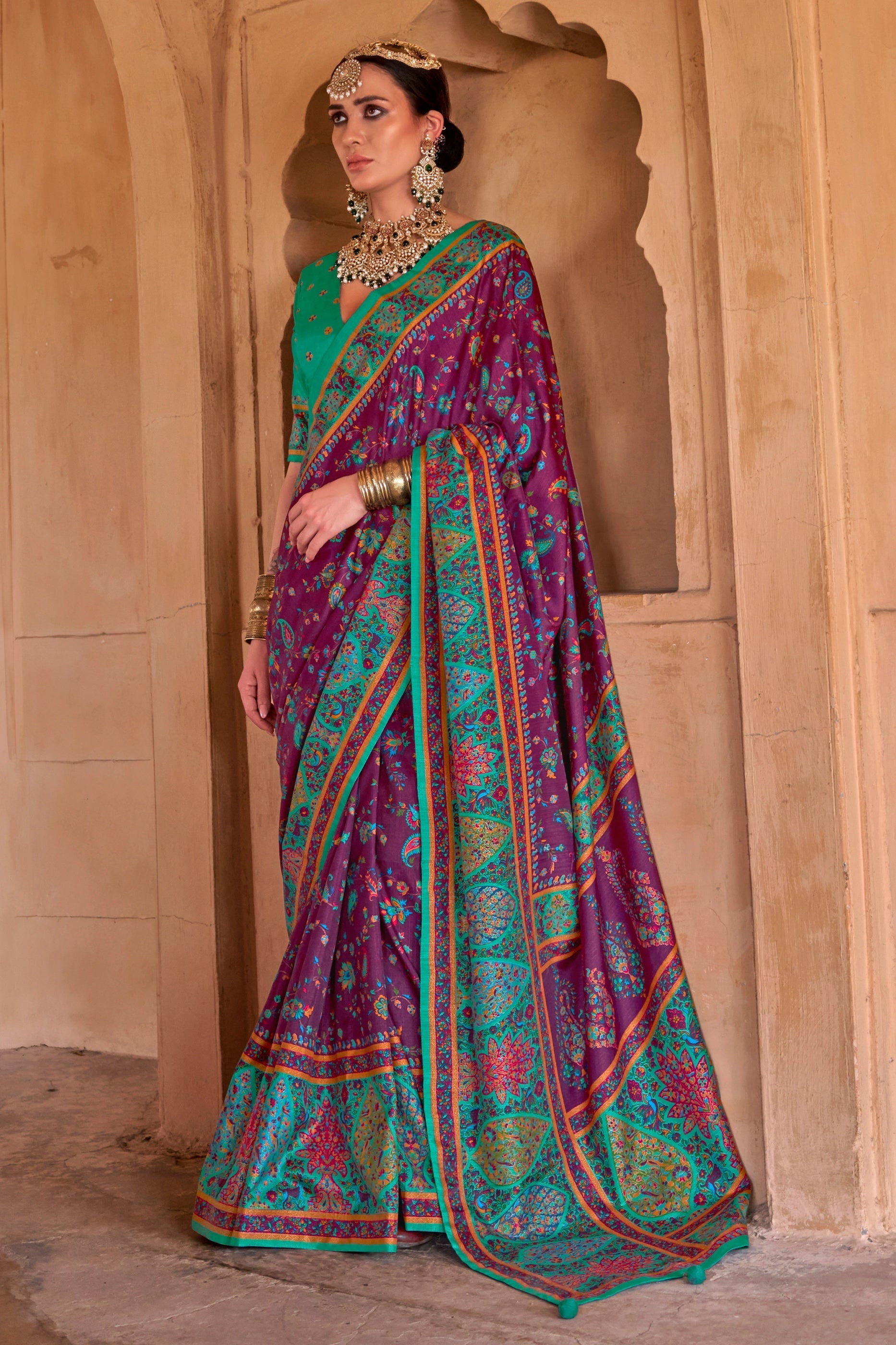 Purple Printed Silk Saree-SAR11255_1_SareeButa.com