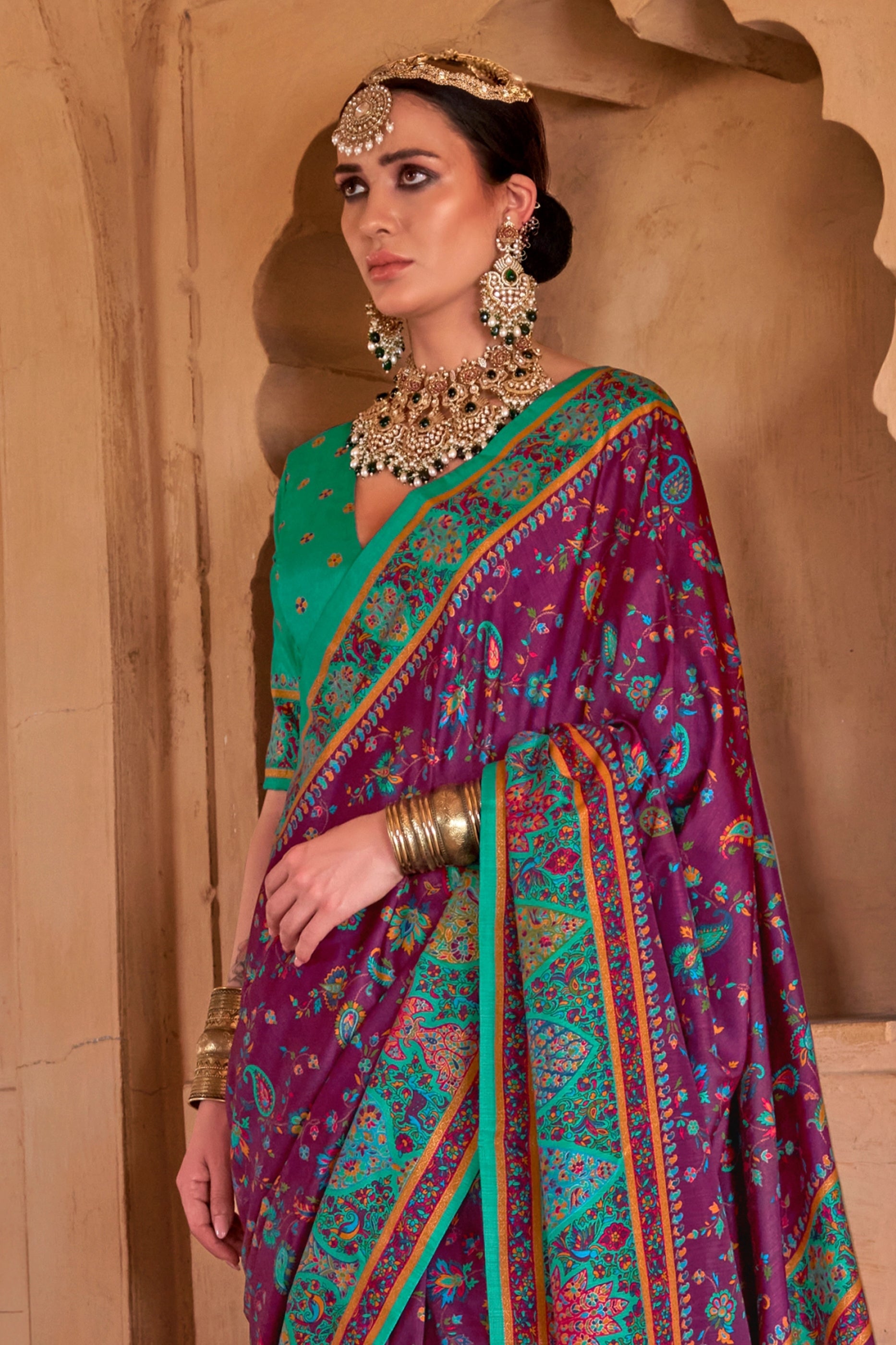 Purple Printed Silk Saree-SAR11255_3_SareeButa.com