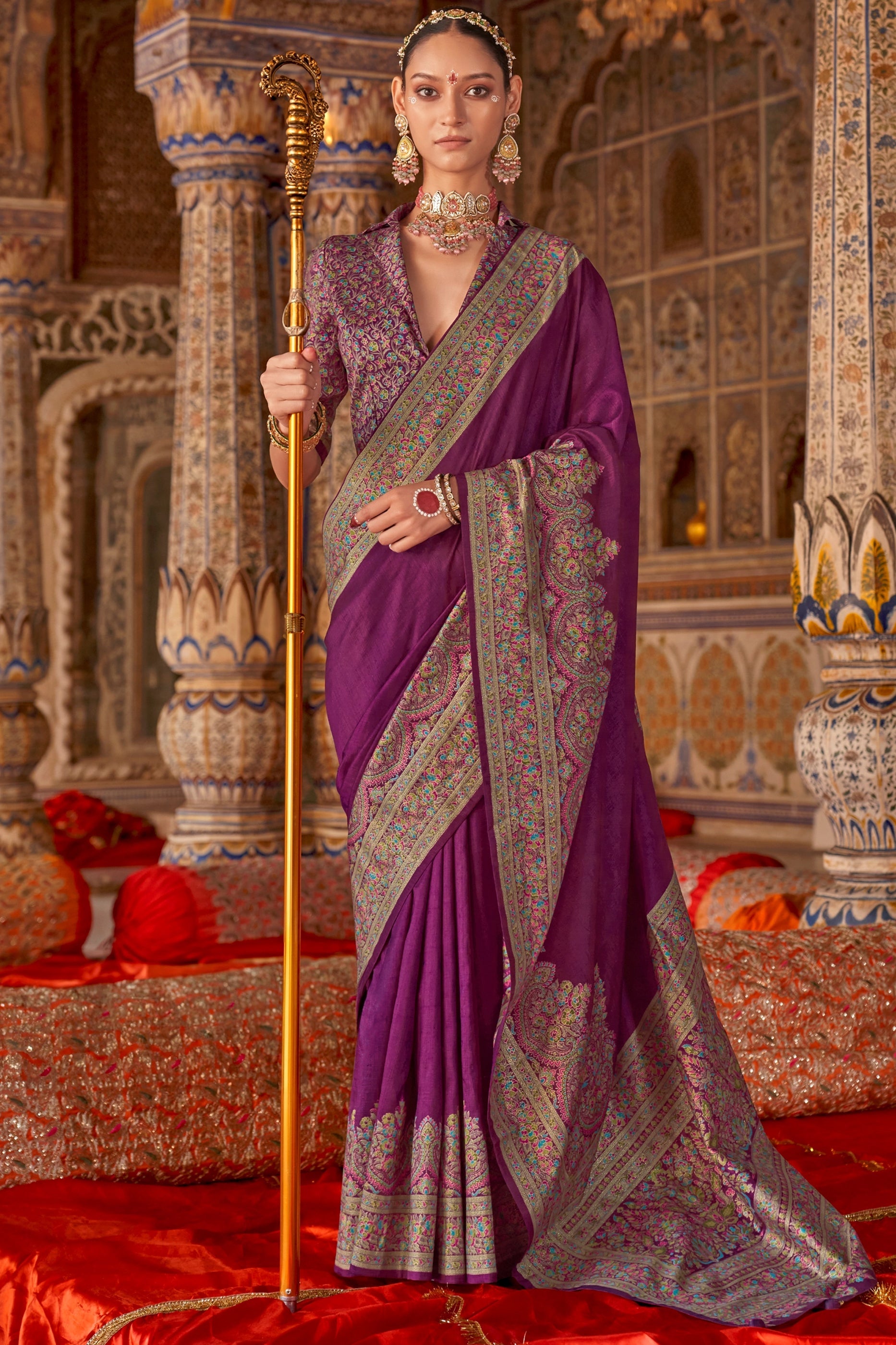 Purple Printed Silk Saree-SAR11287_1_SareeButa.com