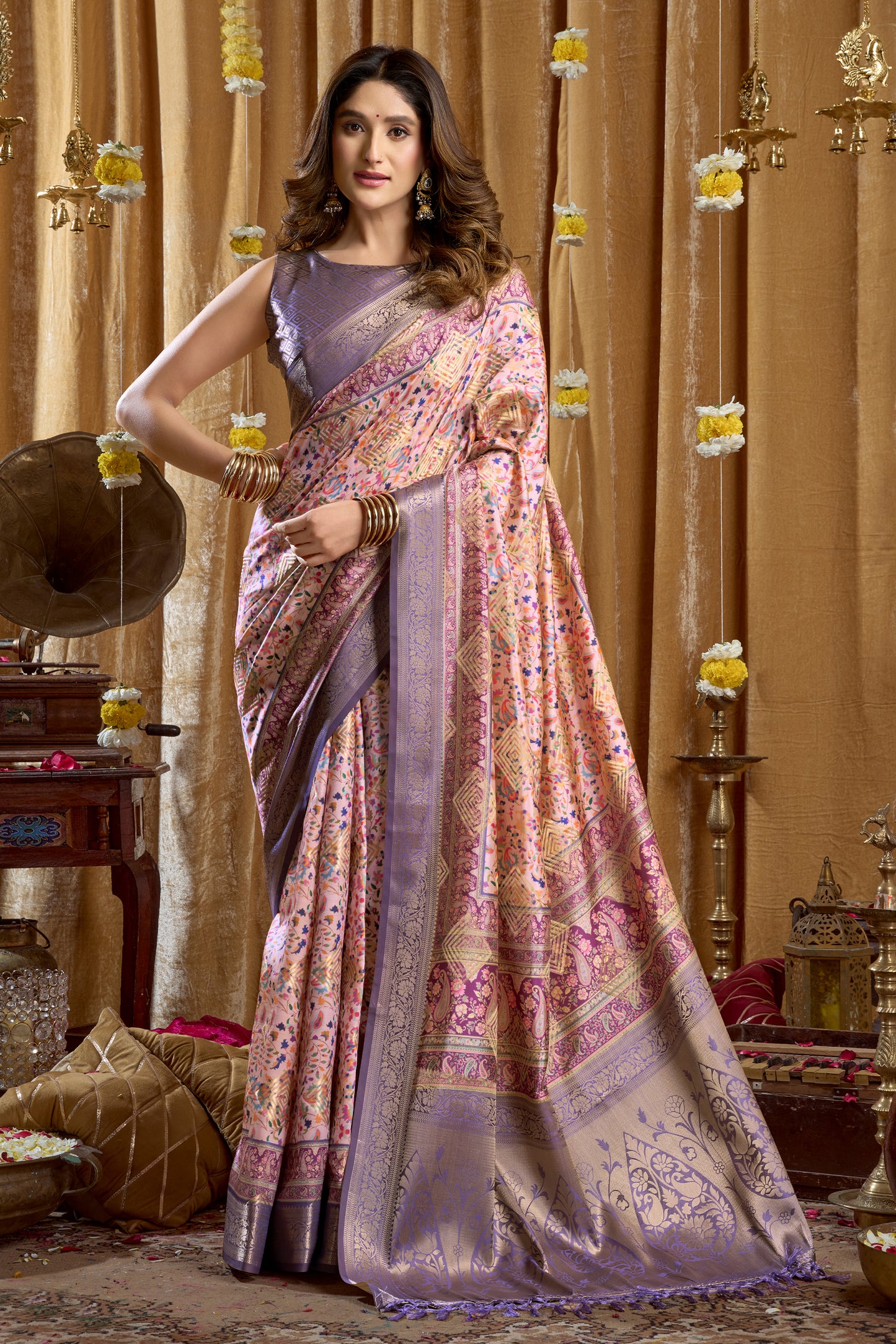 Purple Printed Silk Saree-SAR12666_1_SareeButa.com