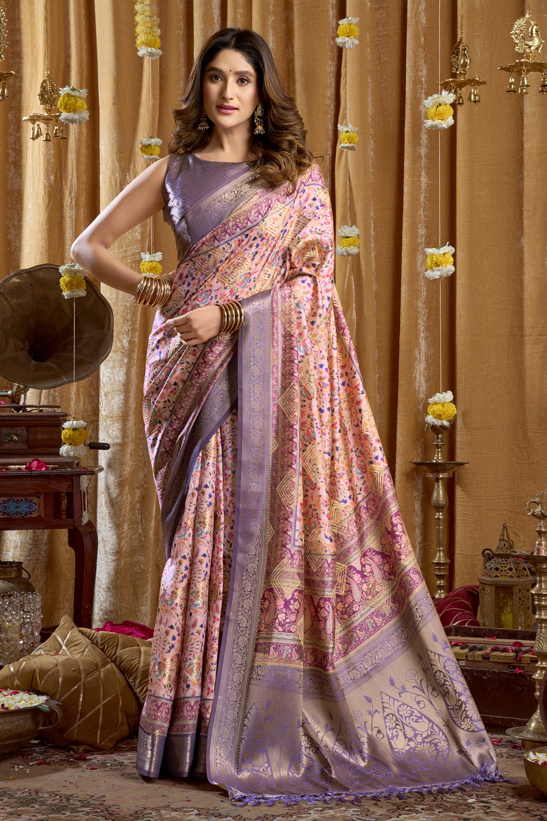 Purple Printed Silk Saree-SAR12666_1_SareeButa.com