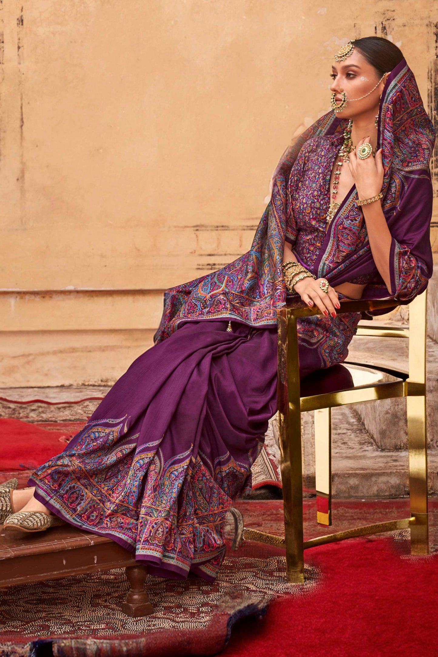 Purple Printed Viscose Silk Saree-ZB134533_2_SareeButa.com