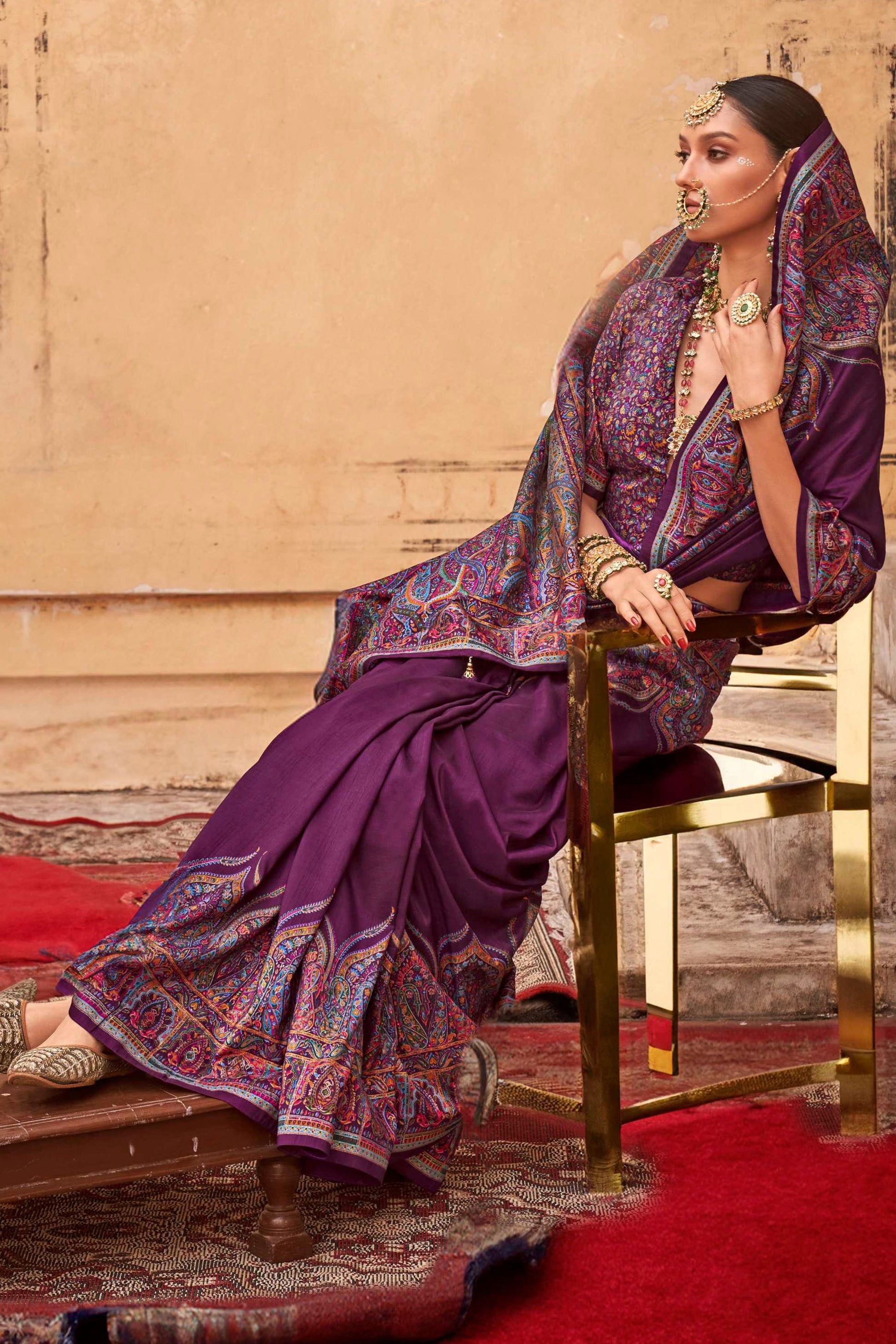 Purple Printed Viscose Silk Saree-ZB134533_2_SareeButa.com