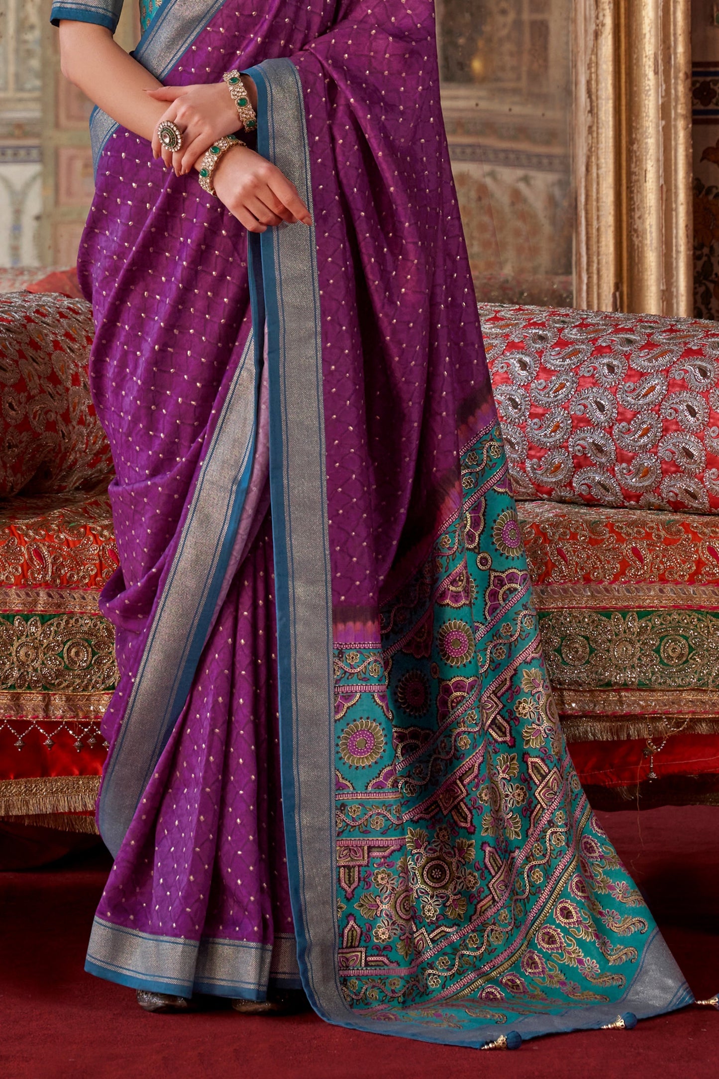Purple Printed Silk Saree -SAR10112_4_SareeButa.com