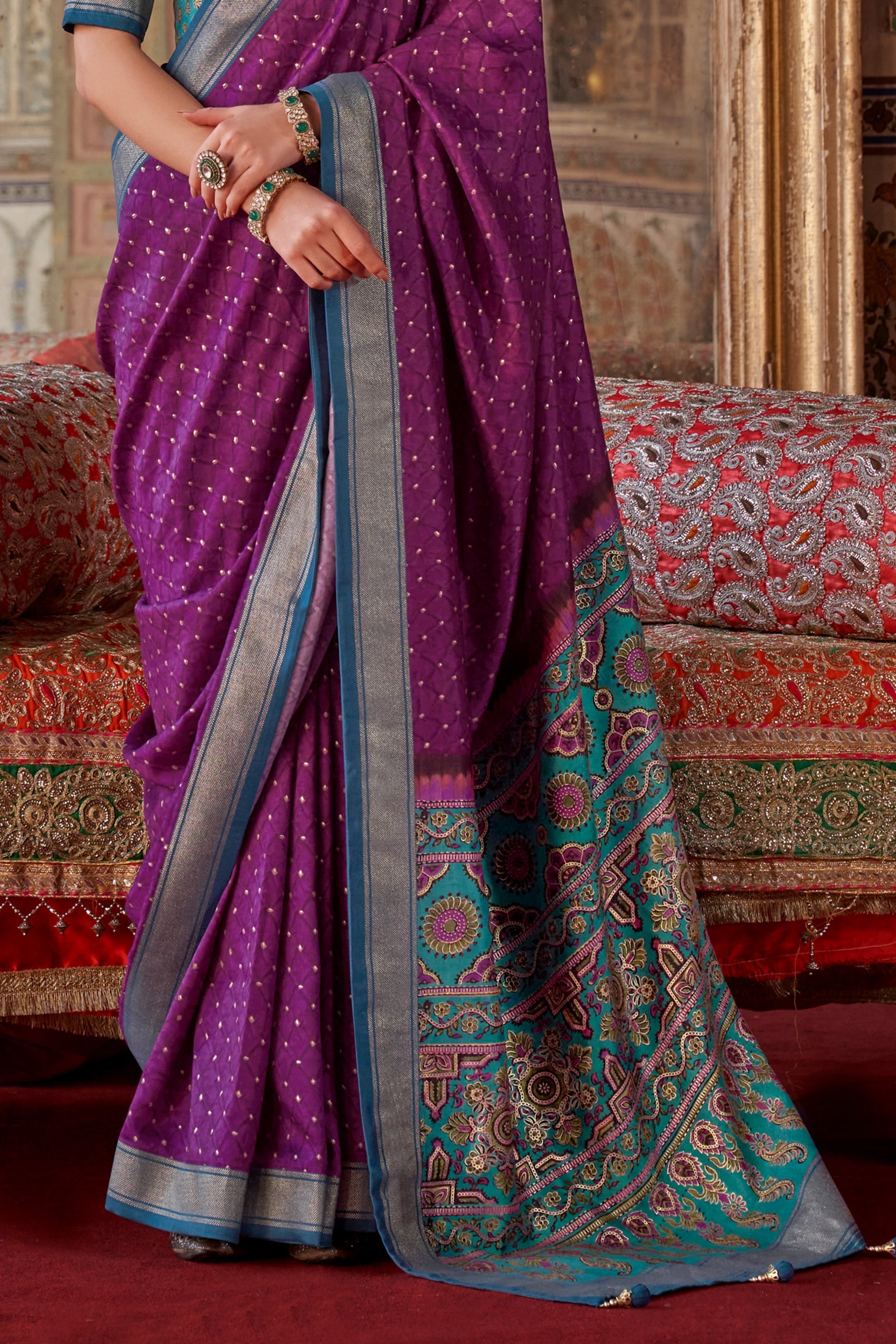 Purple Printed Silk Saree -SAR10112_4_SareeButa.com