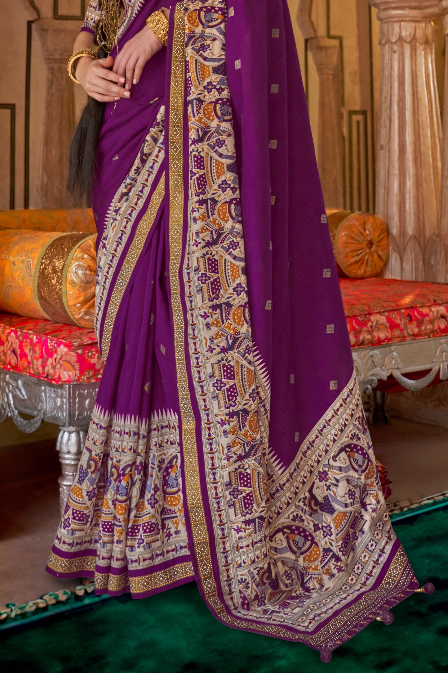 Purple Printed Viscose Silk Saree-SAR10083_4_SareeButa.com