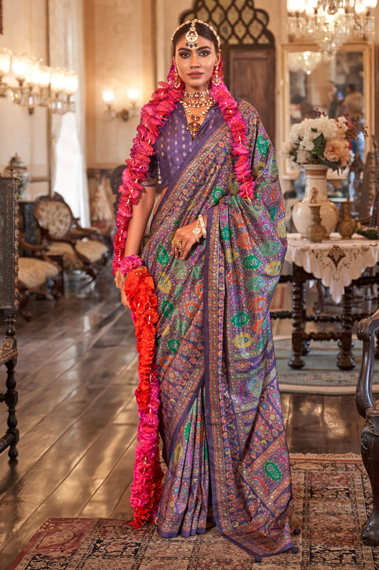 Purple Printed Viscose Silk Saree-SAR10104_1_SareeButa.com