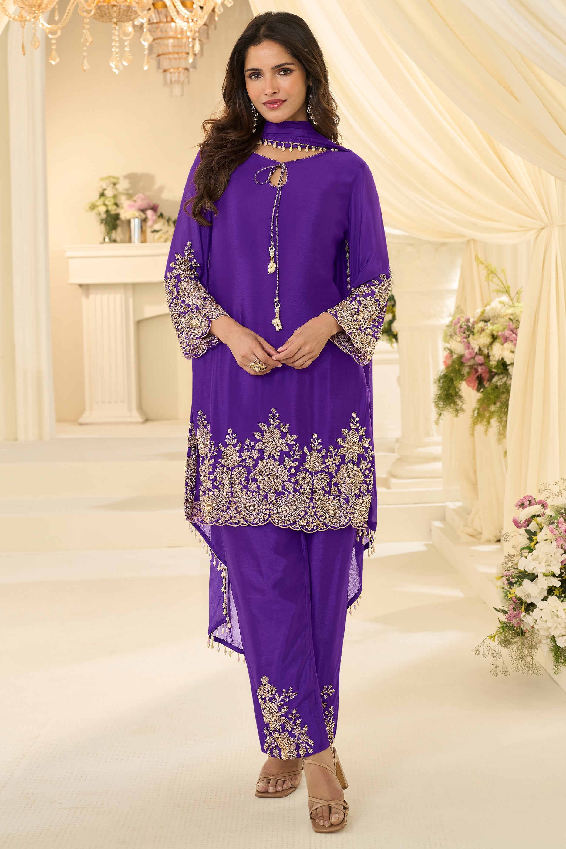 Purple Readymade Bead Work Chinon Silk Suit-SAR12195_1_SareeButa.com
