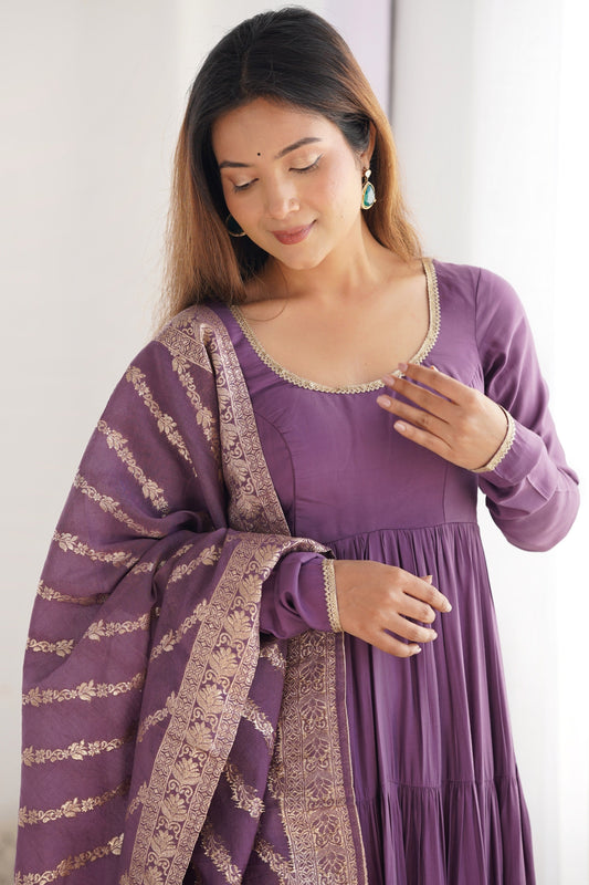 Purple Readymade Chanderi Silk Anarkali Suit-SS480_2_SareeButa.com