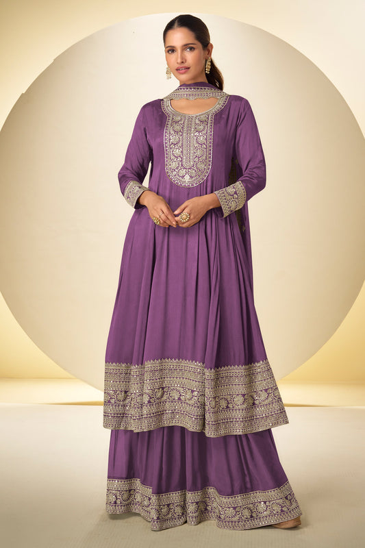 Purple Readymade Chinon Anarkali Suit-SAR10920_1_SareeButa.com