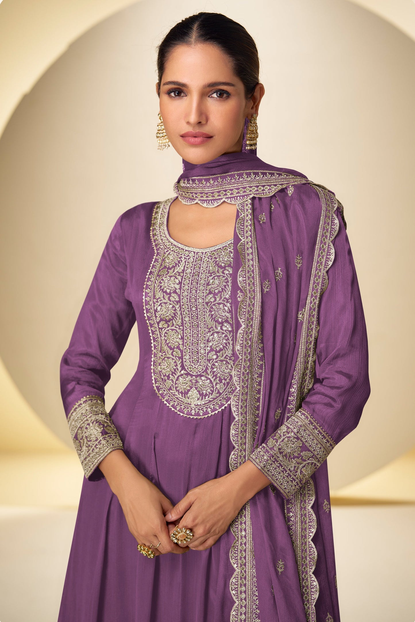 Purple Readymade Chinon Anarkali Suit-SAR10920_2_SareeButa.com