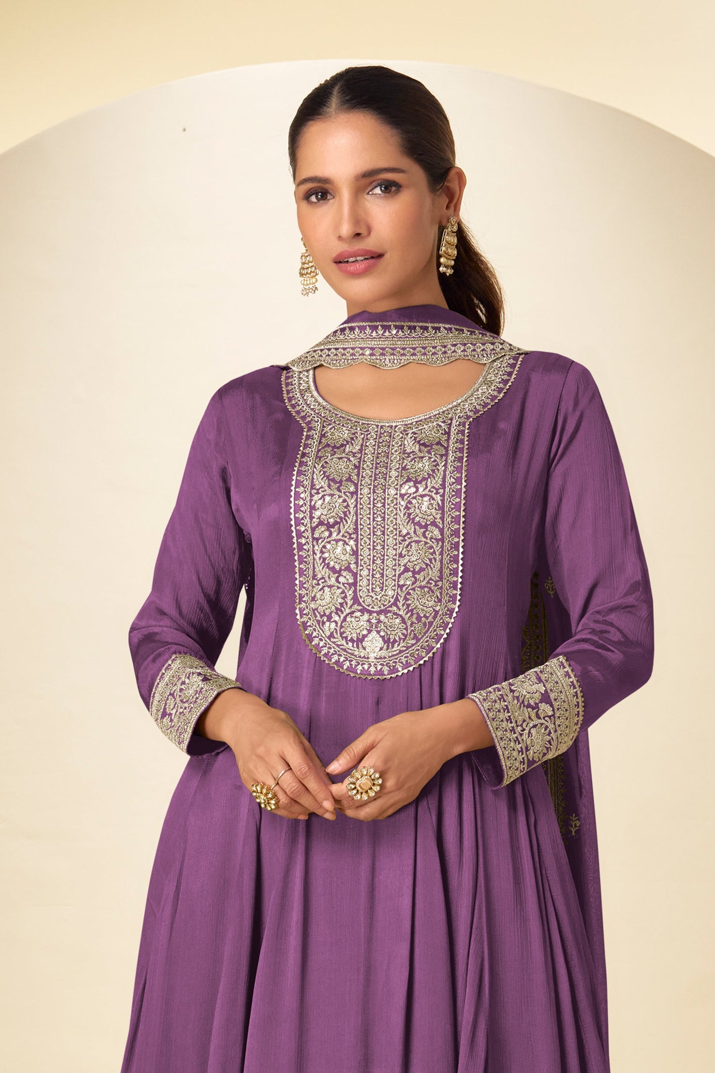 Purple Readymade Chinon Anarkali Suit-SAR10920_3_SareeButa.com