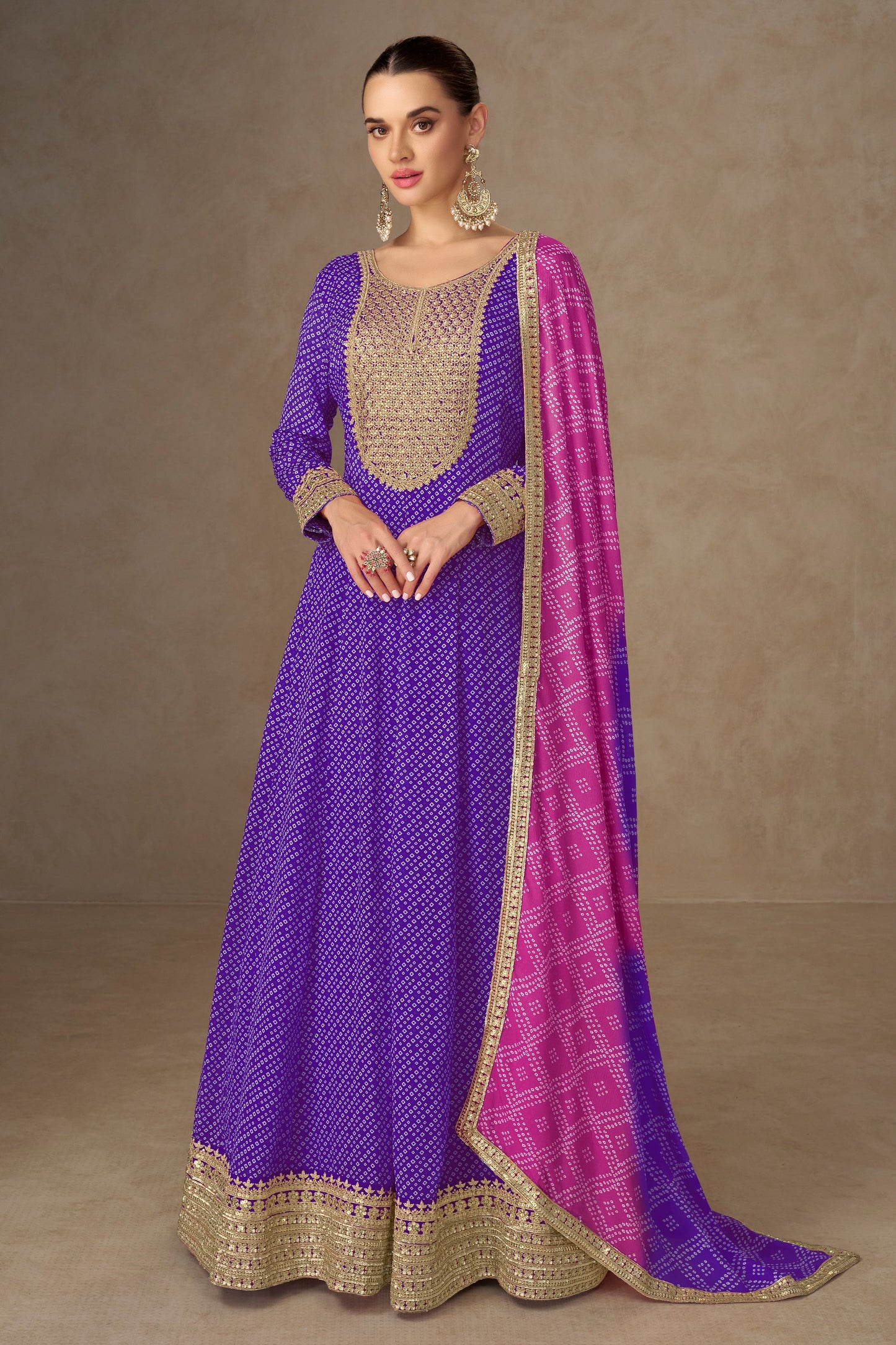 Purple Readymade Chinon Gown With Dupatta-SAR10661_1_SareeButa.com