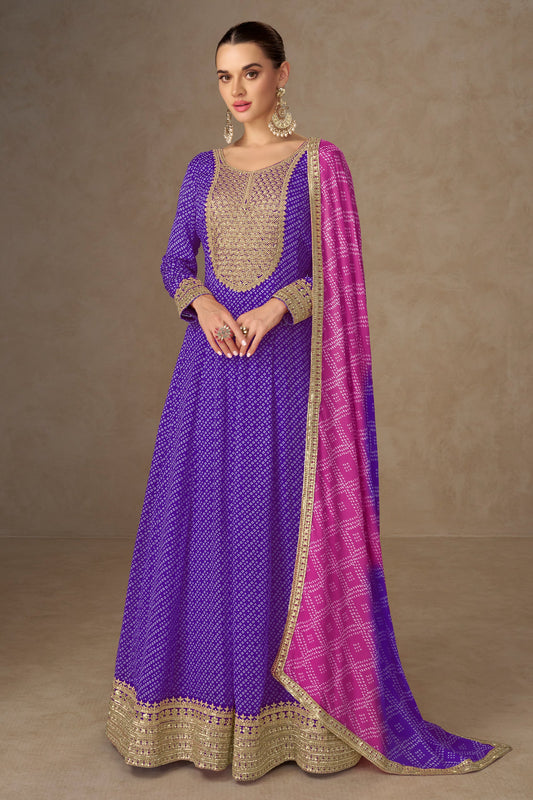 Purple Readymade Chinon Gown With Dupatta-SAR10661_1_SareeButa.com