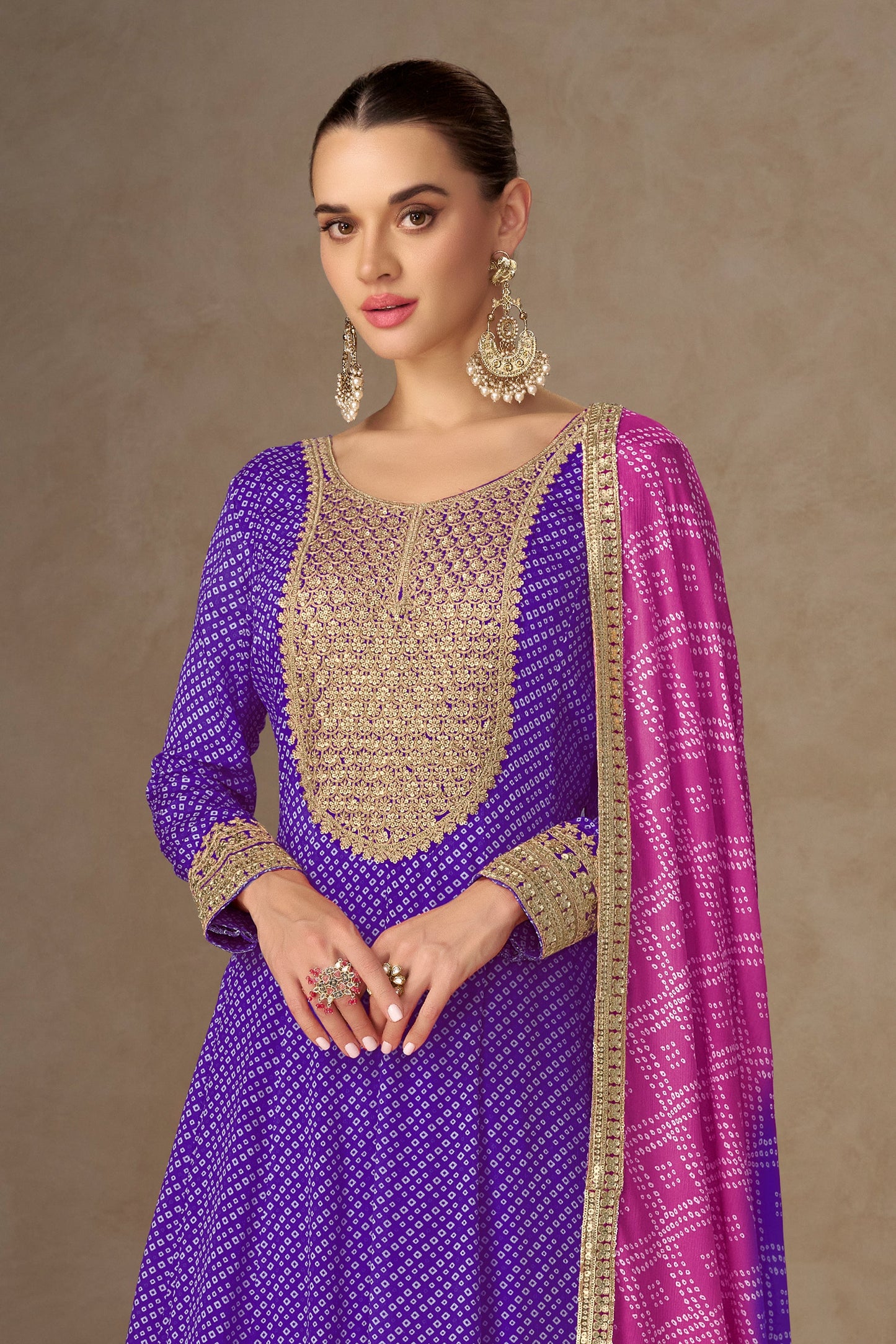 Purple Readymade Chinon Gown With Dupatta-SAR10661_3_SareeButa.com