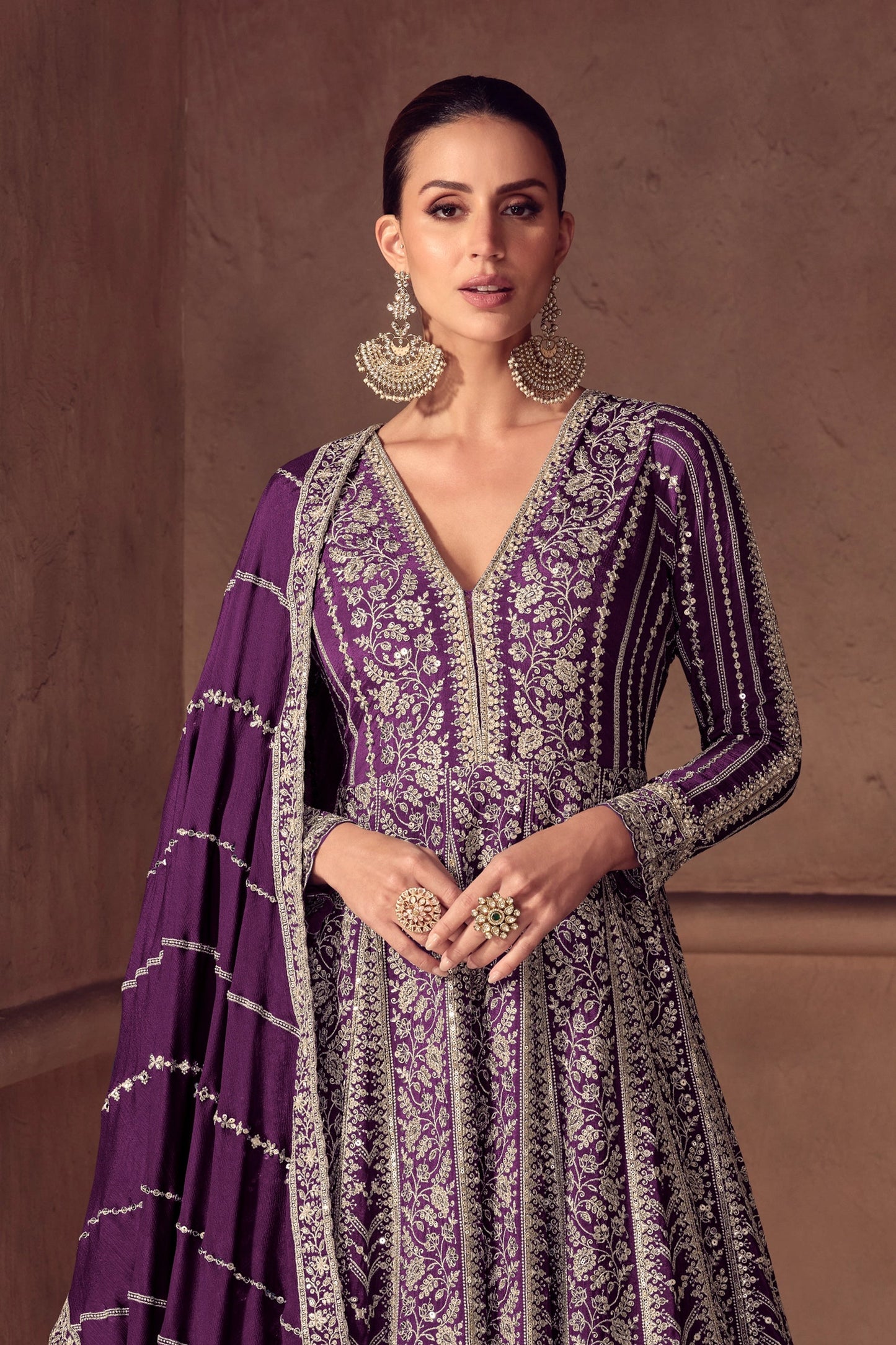Purple Readymade Chinon Gown With Dupatta-SAR11053_4_SareeButa.com