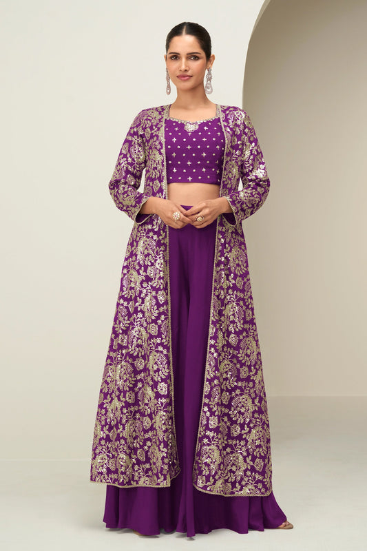 Purple Readymade Chinon Silk Palazzo Set-SAR10517_1_SareeButa.com