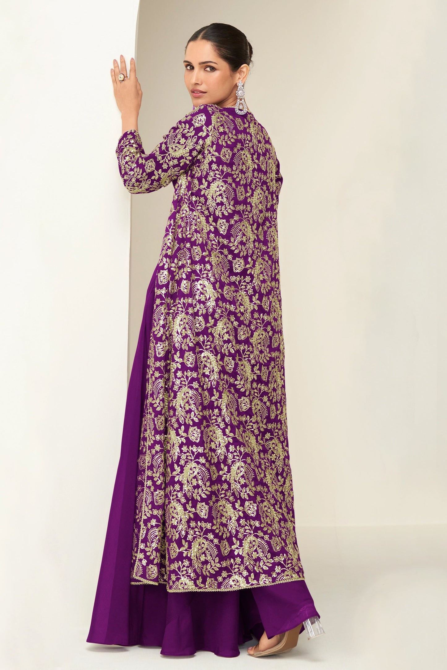 Purple Readymade Chinon Silk Palazzo Set-SAR10517_3_SareeButa.com