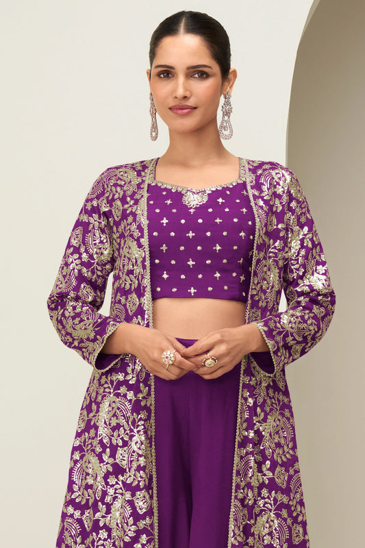 Purple Readymade Chinon Silk Palazzo Set-SAR10517_2_SareeButa.com