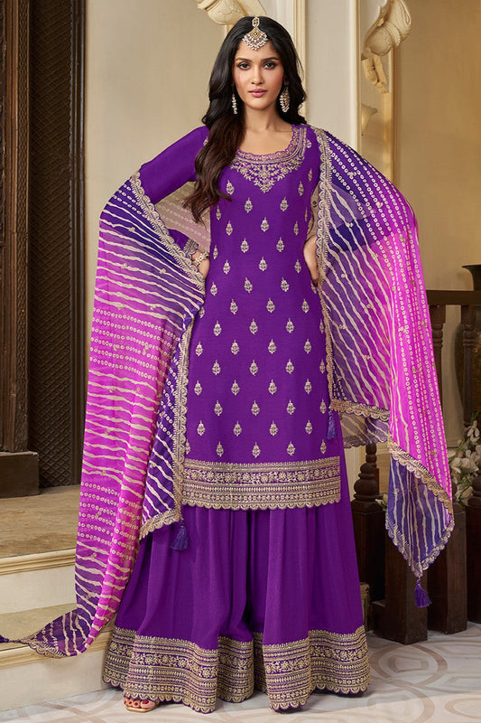 Purple Readymade Chinon Suit-SS386_1_SareeButa.com