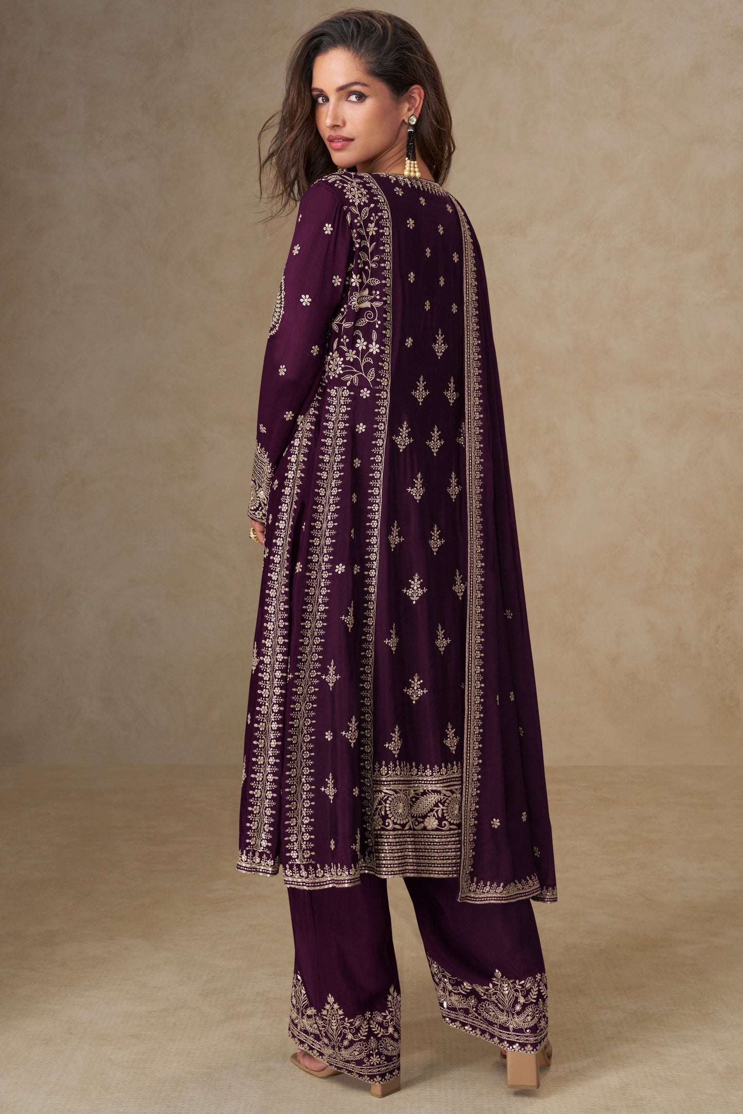 Purple Readymade Embroidered Chinon A-line Suit-SS751_3_SareeButa.com