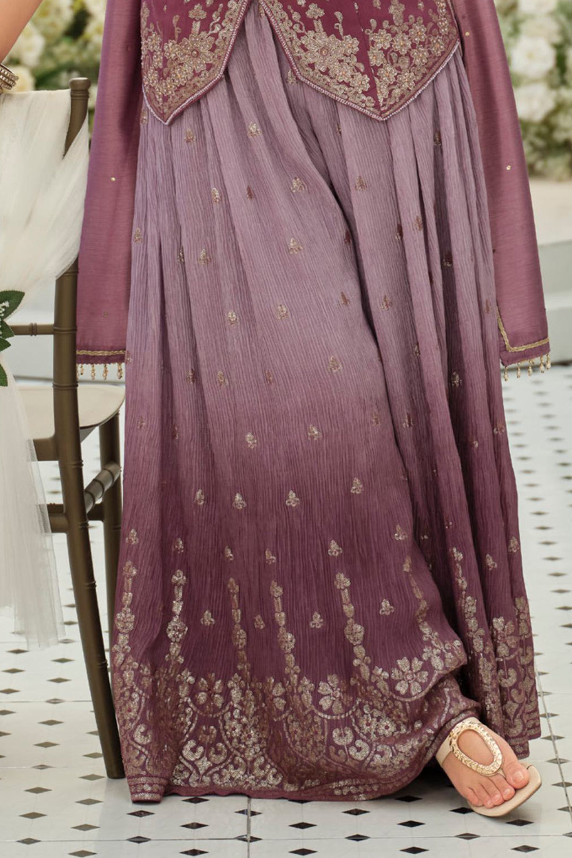 Purple Readymade Embroidered Chinon Palazzo Set-SAR12130_5_SareeButa.com