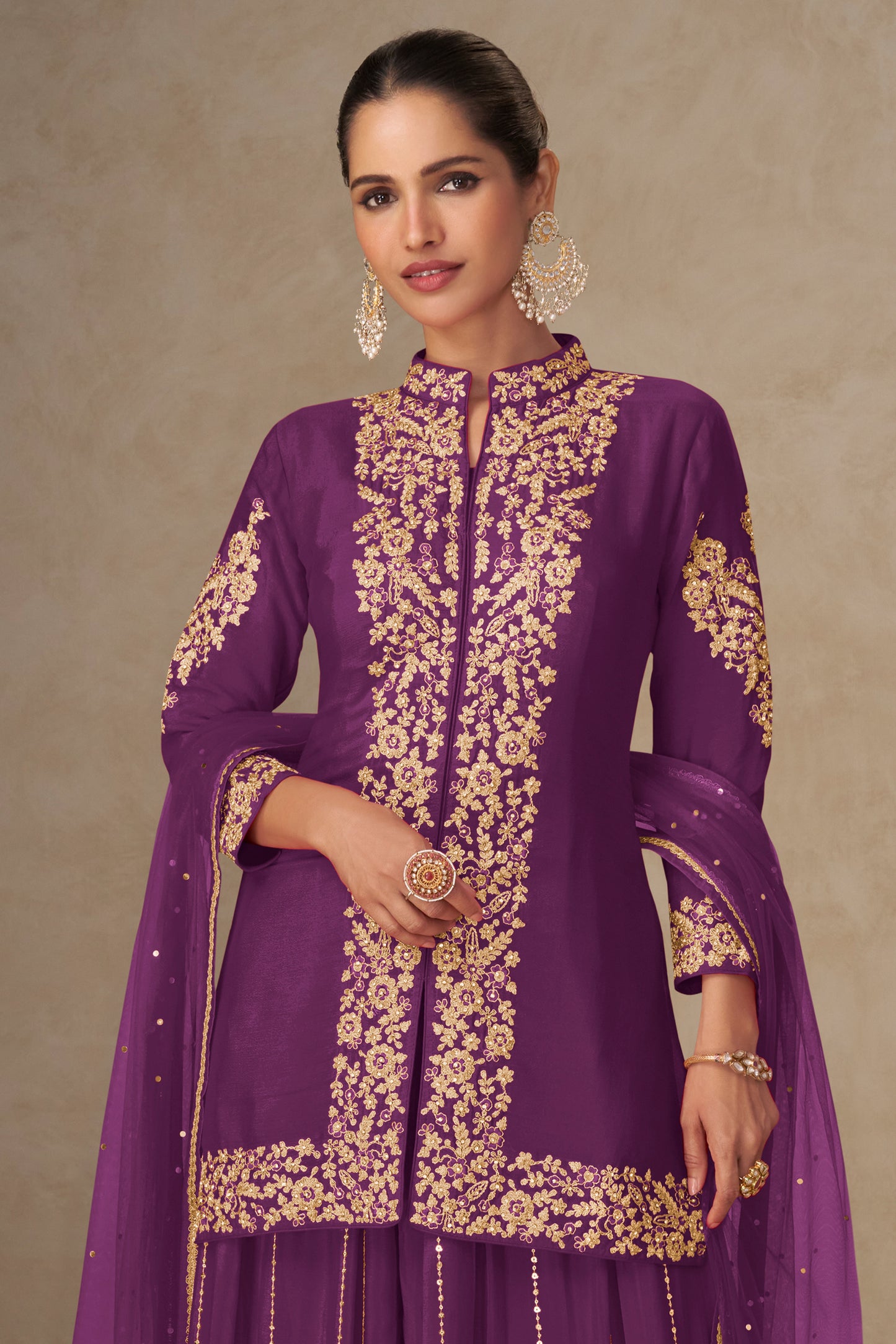 Purple Readymade Embroidered Chinon Palazzo Suit-SAR12498_3_SareeButa.com