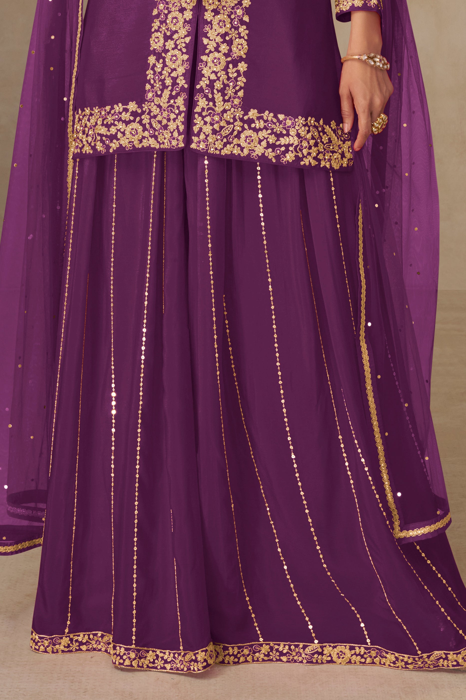 Purple Readymade Embroidered Chinon Palazzo Suit-SAR12498_4_SareeButa.com
