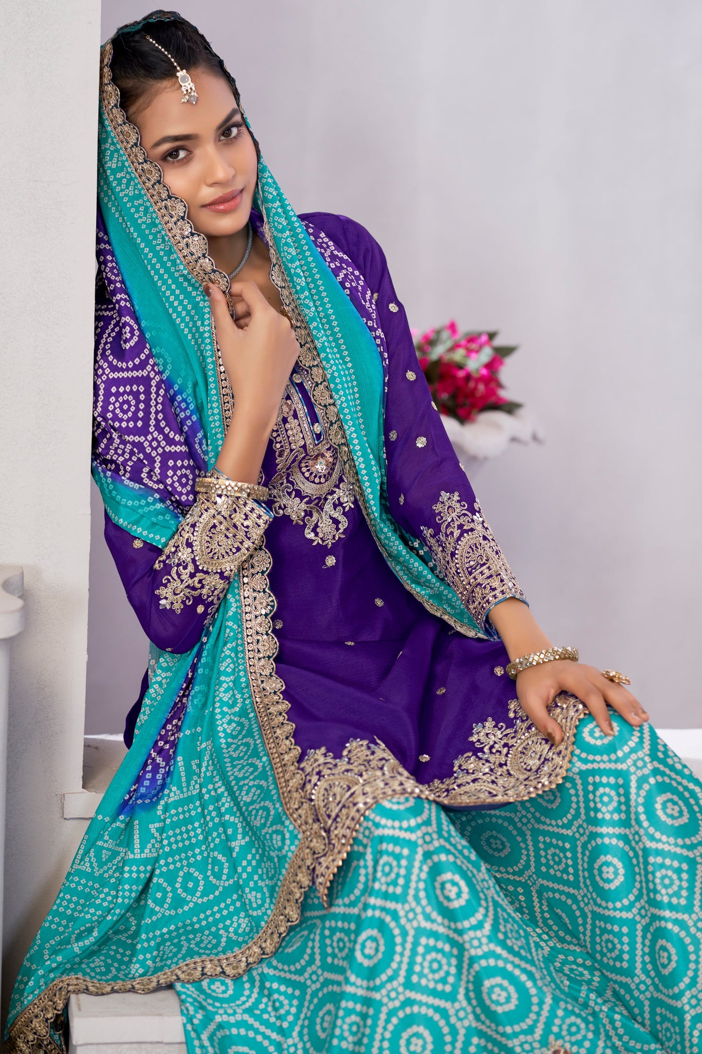 Purple Readymade Embroidered Chinon Palazzo Suit-SS725_2_SareeButa.com