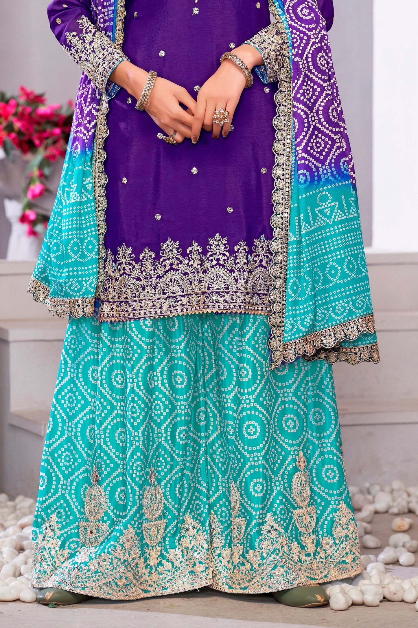 Purple Readymade Embroidered Chinon Palazzo Suit-SS725_3_SareeButa.com