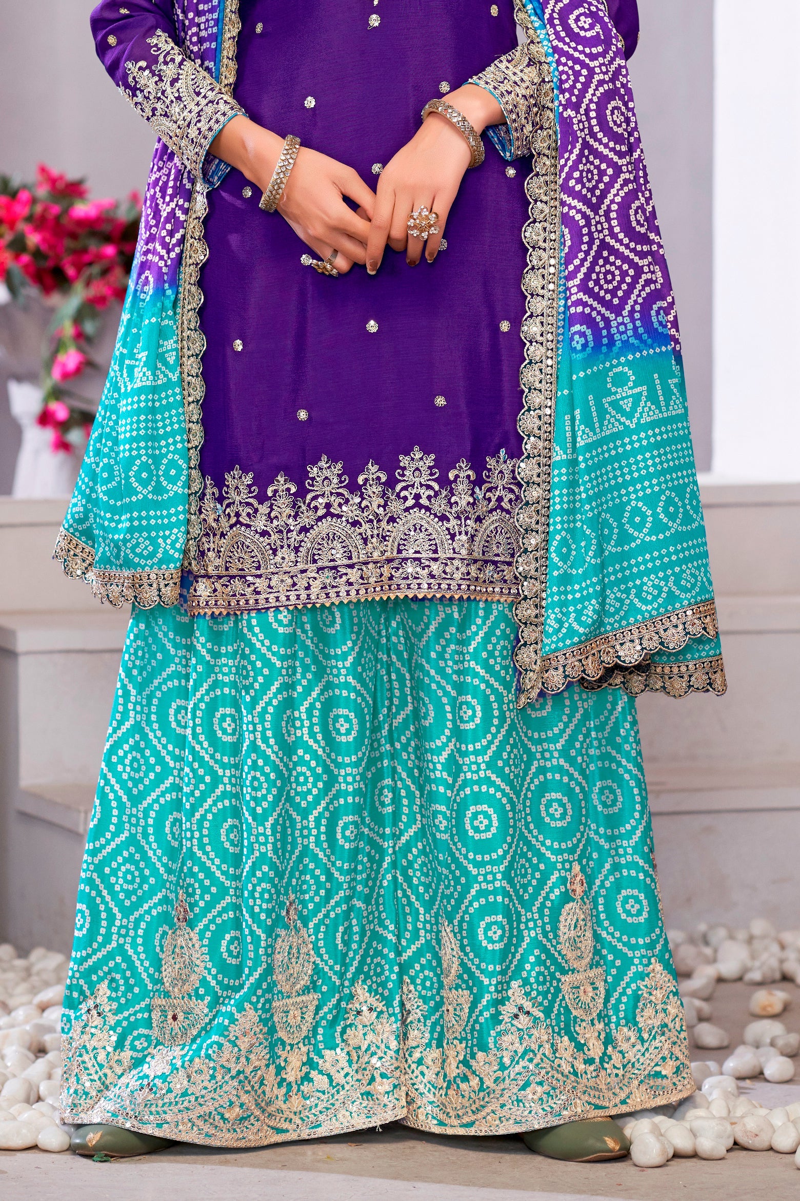 Purple Readymade Embroidered Chinon Palazzo Suit-SS725_3_SareeButa.com