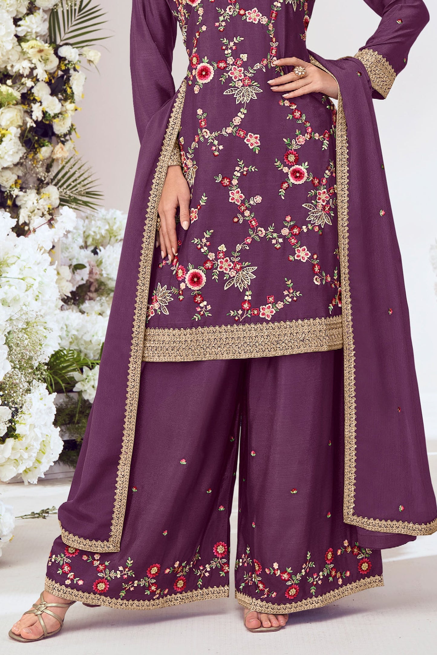 Purple Readymade Embroidered Chinon Palazzo Suit-SS780_4_SareeButa.com