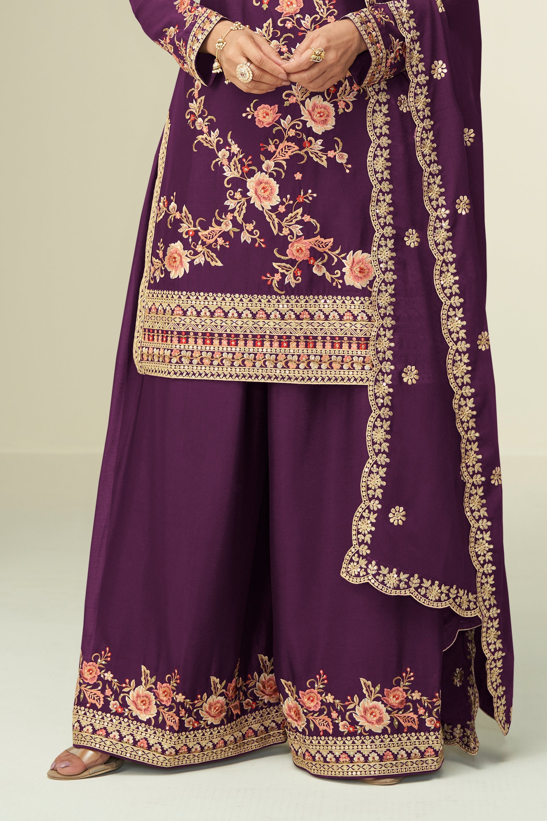 Purple Readymade Embroidered Chinon Silk Suit-SAR10524_4_SareeButa.com