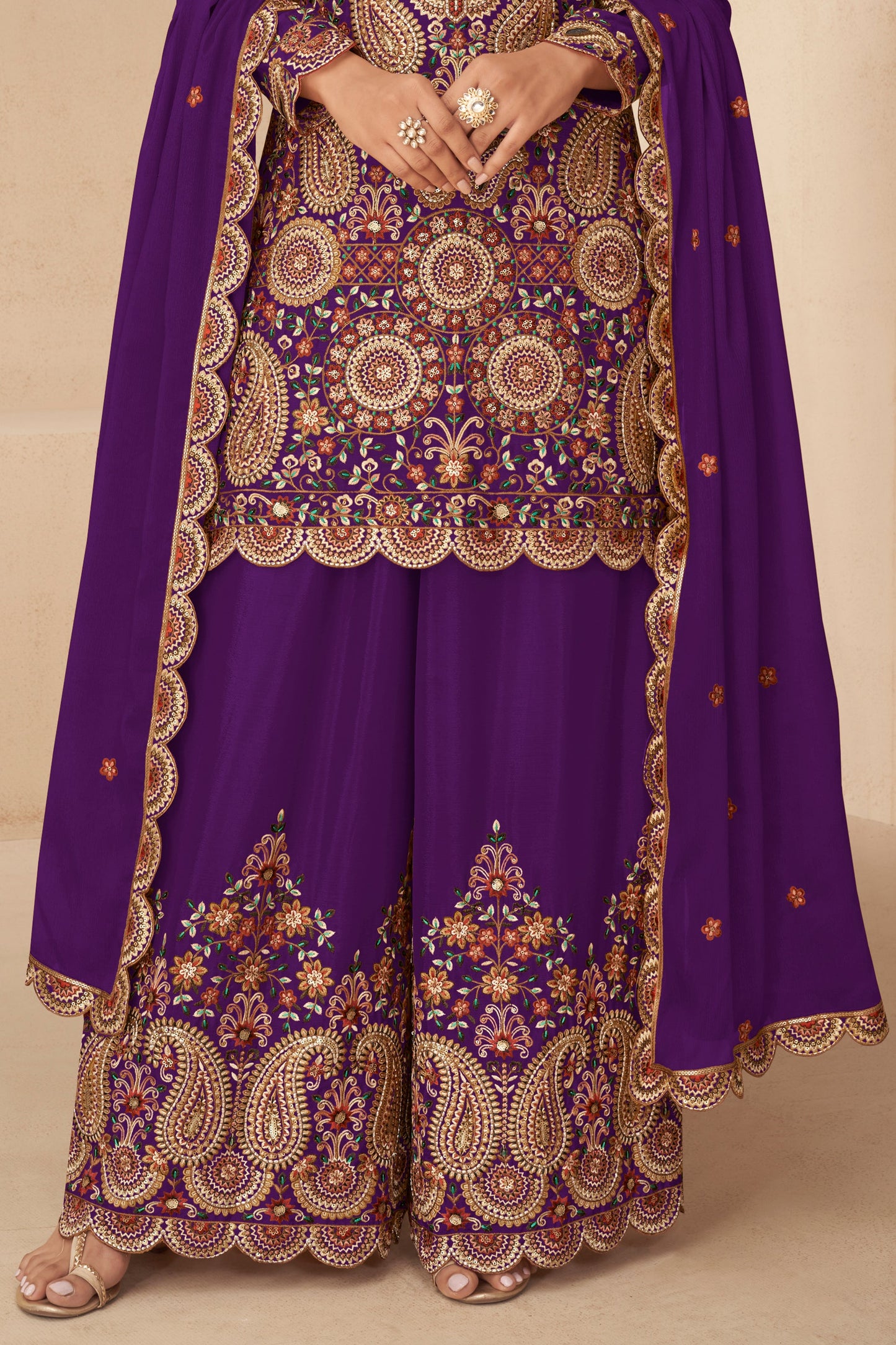 Purple Readymade Embroidered Chinon Suit-SAR10499_4_SareeButa.com