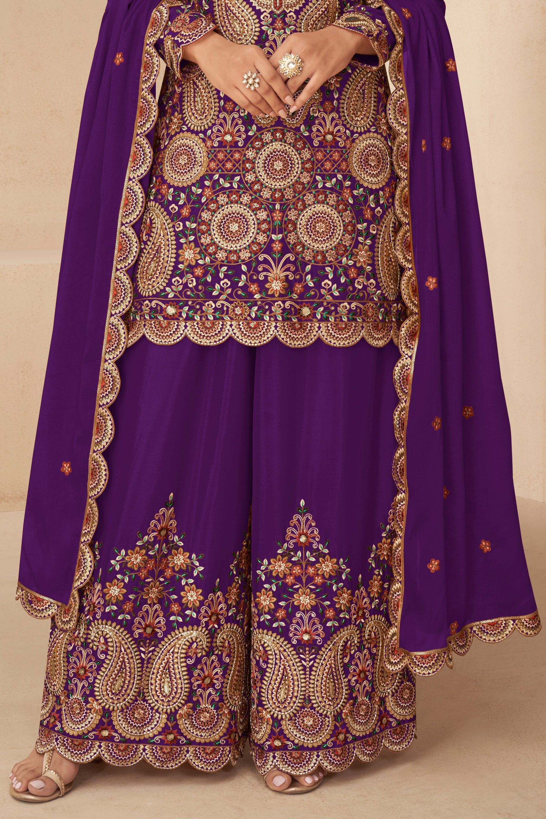 Purple Readymade Embroidered Chinon Suit-SAR10499_4_SareeButa.com