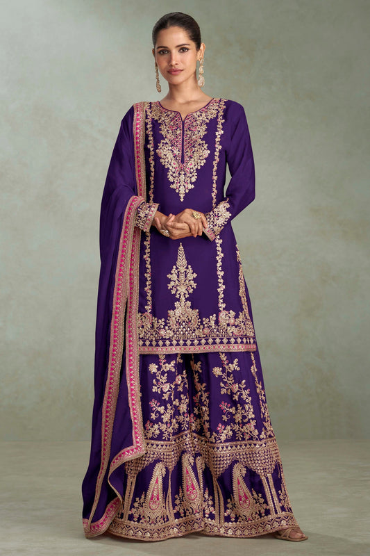 Purple Readymade Embroidered Chinon Suit-SAR10643_1_SareeButa.com
