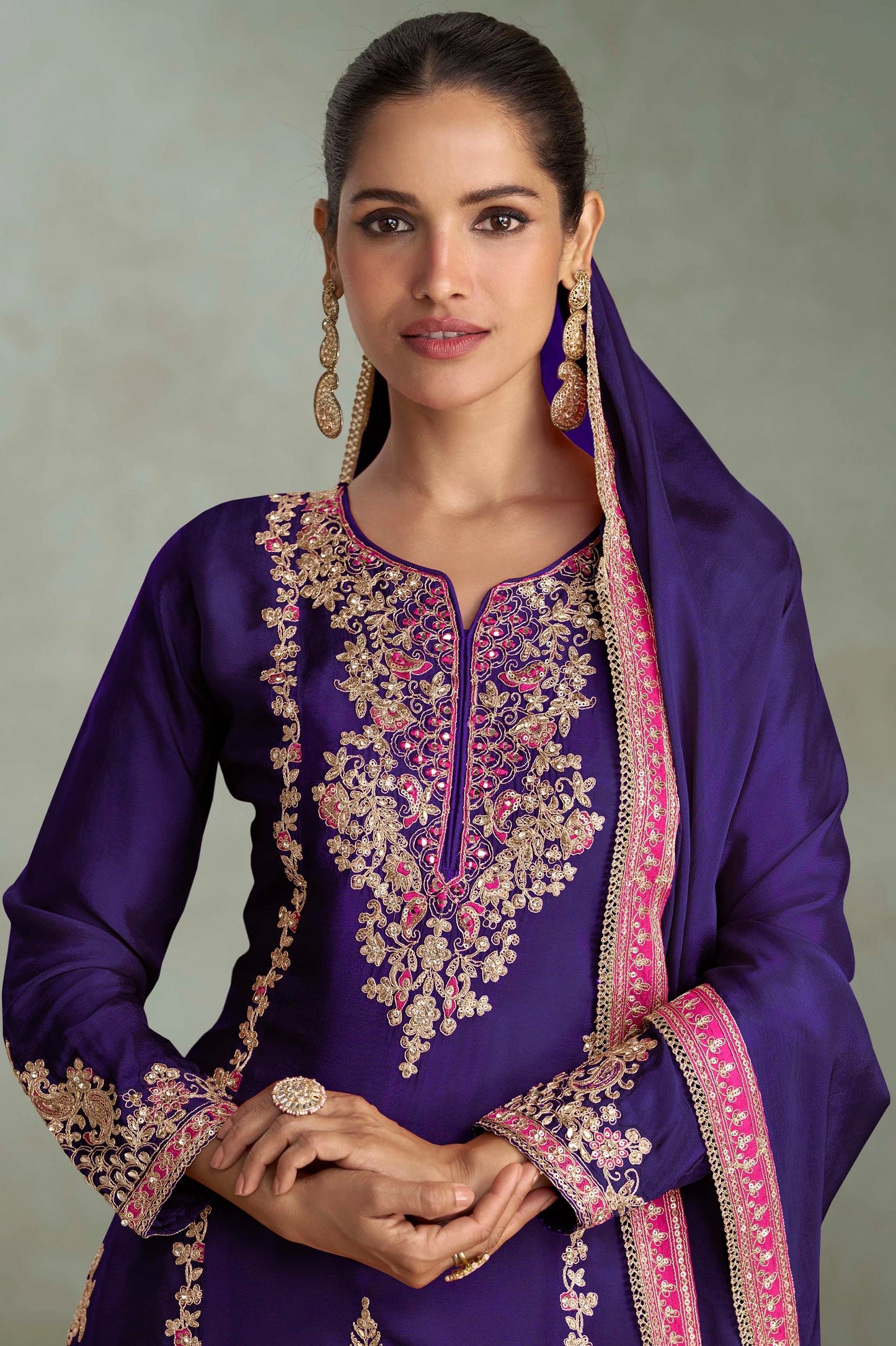 Purple Readymade Embroidered Chinon Suit-SAR10643_2_SareeButa.com