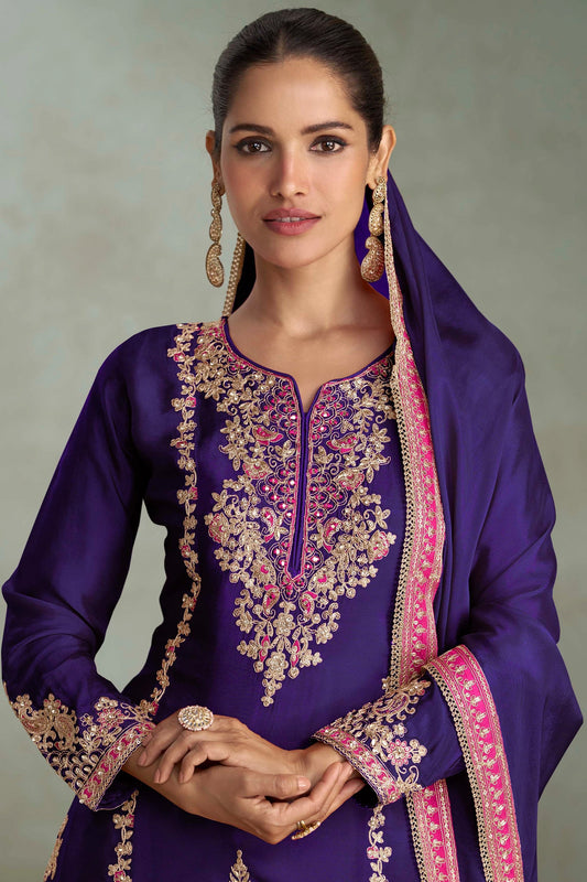 Purple Readymade Embroidered Chinon Suit-SAR10643_2_SareeButa.com