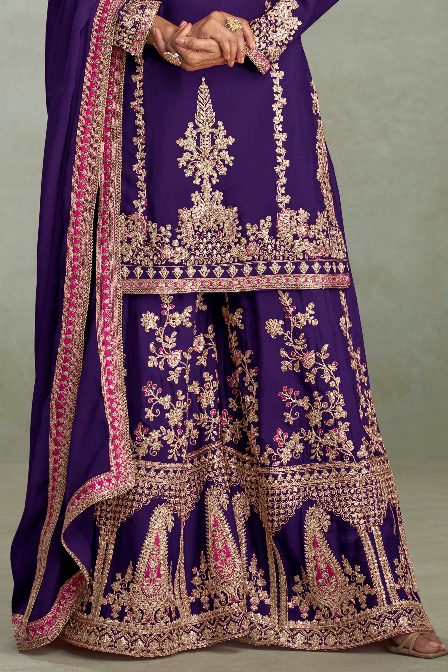 Purple Readymade Embroidered Chinon Suit-SAR10643_4_SareeButa.com