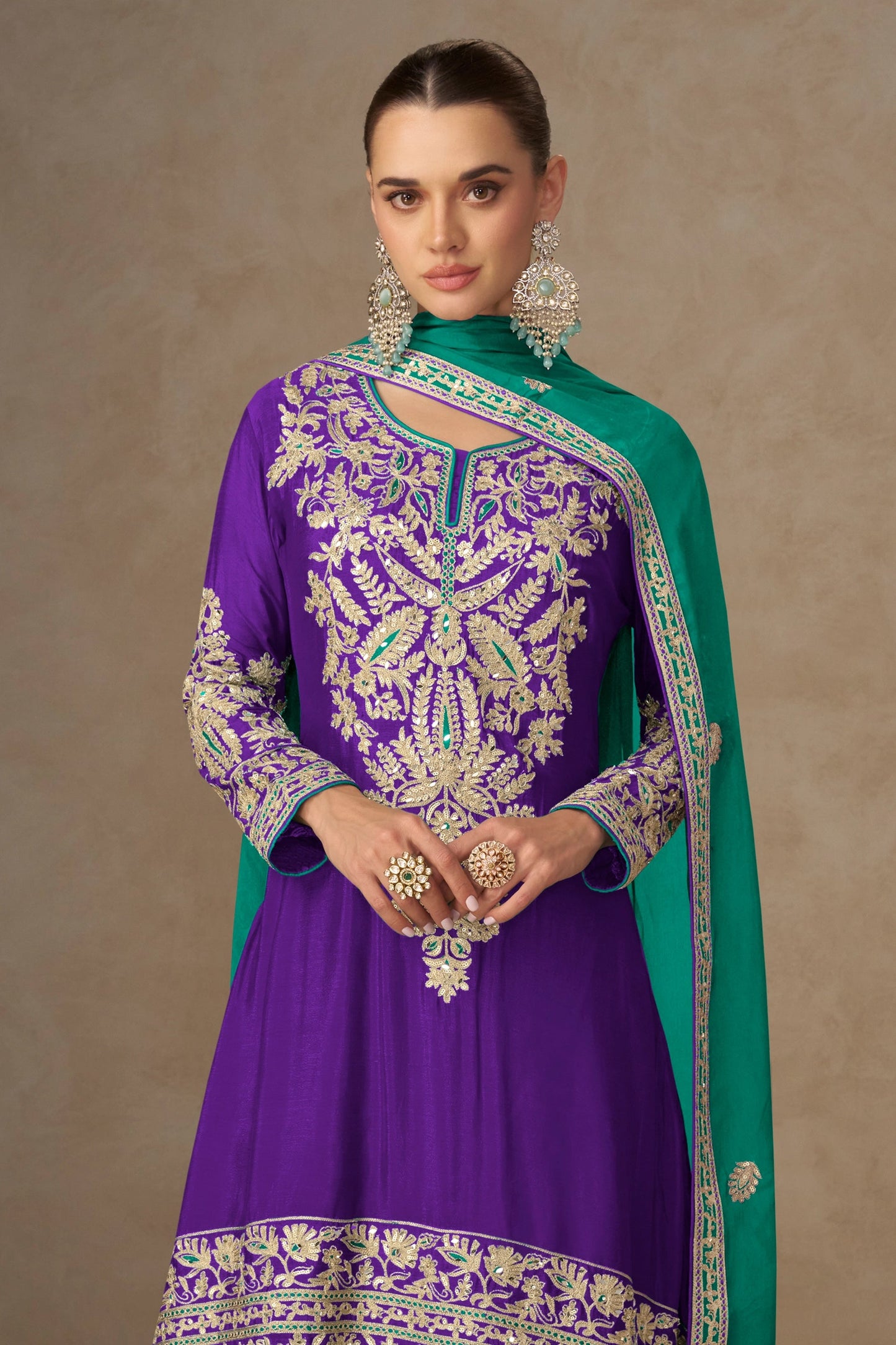 Purple Readymade Embroidered Chinon Suit-SAR10668_3_SareeButa.com