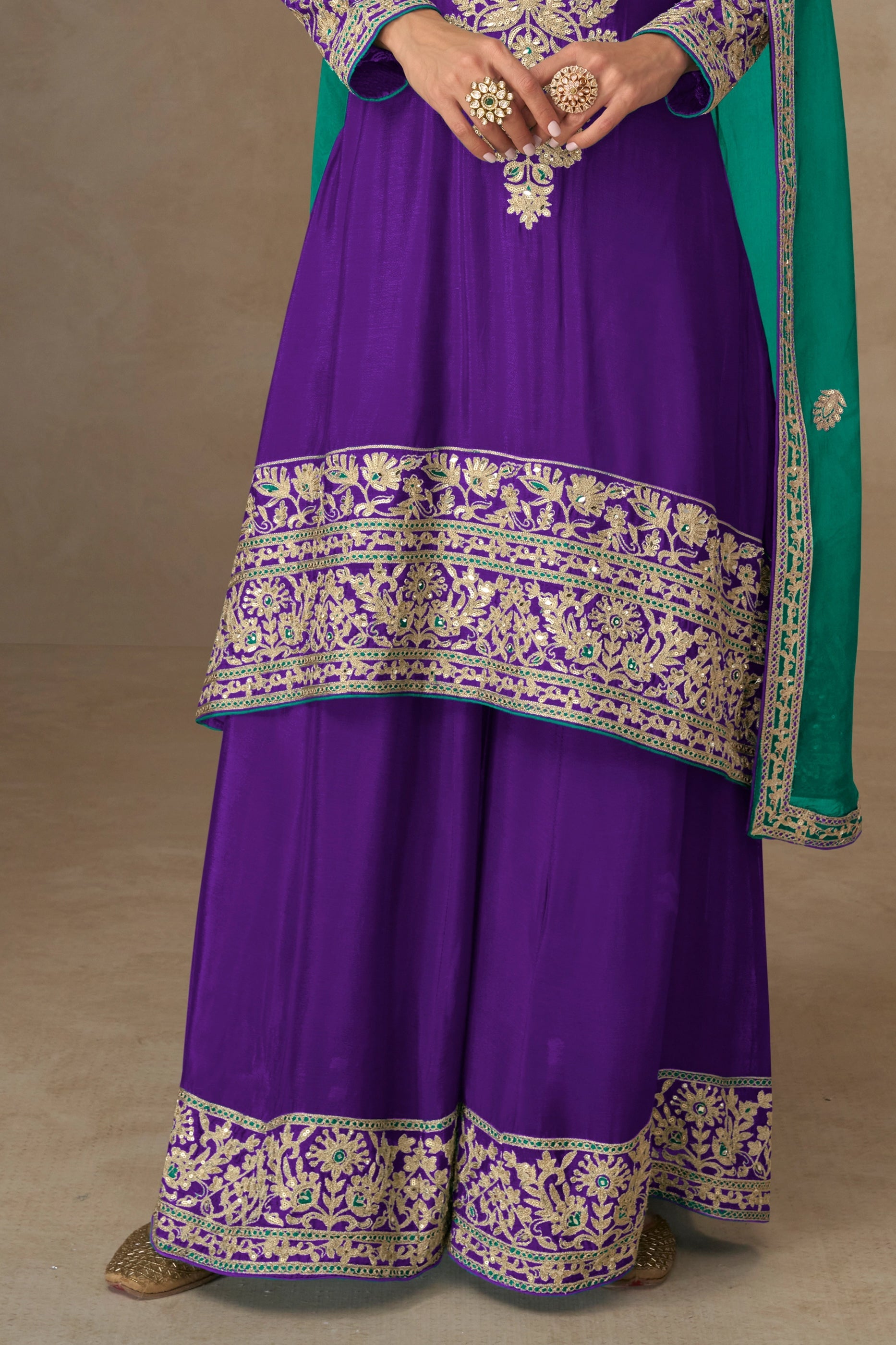 Purple Readymade Embroidered Chinon Suit-SAR10668_4_SareeButa.com