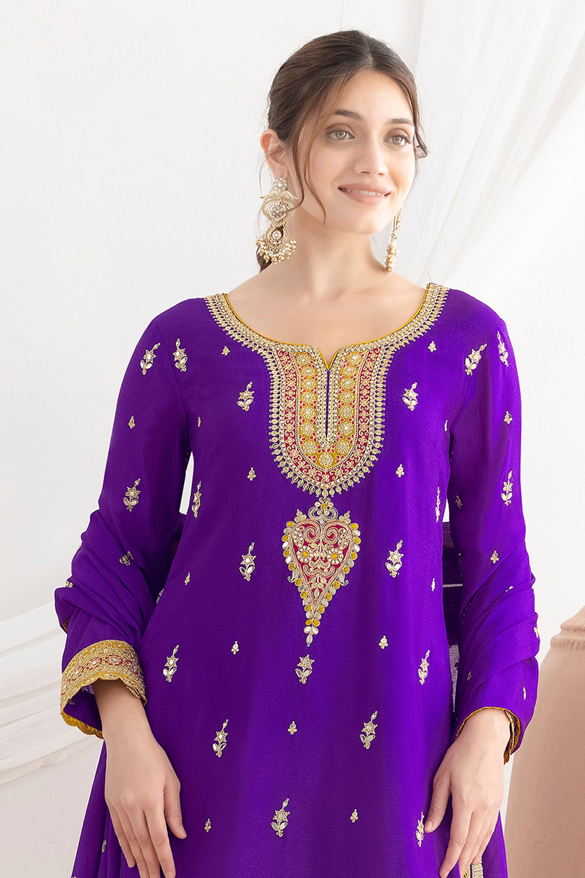 Purple Readymade Embroidered Chinon Suit-SAR10786_4_SareeButa.com