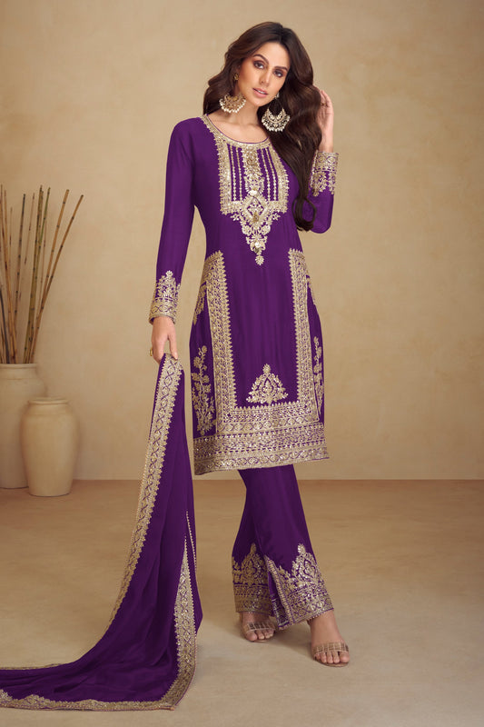Purple Readymade Embroidered Chinon Suit-SAR10805_1_SareeButa.com
