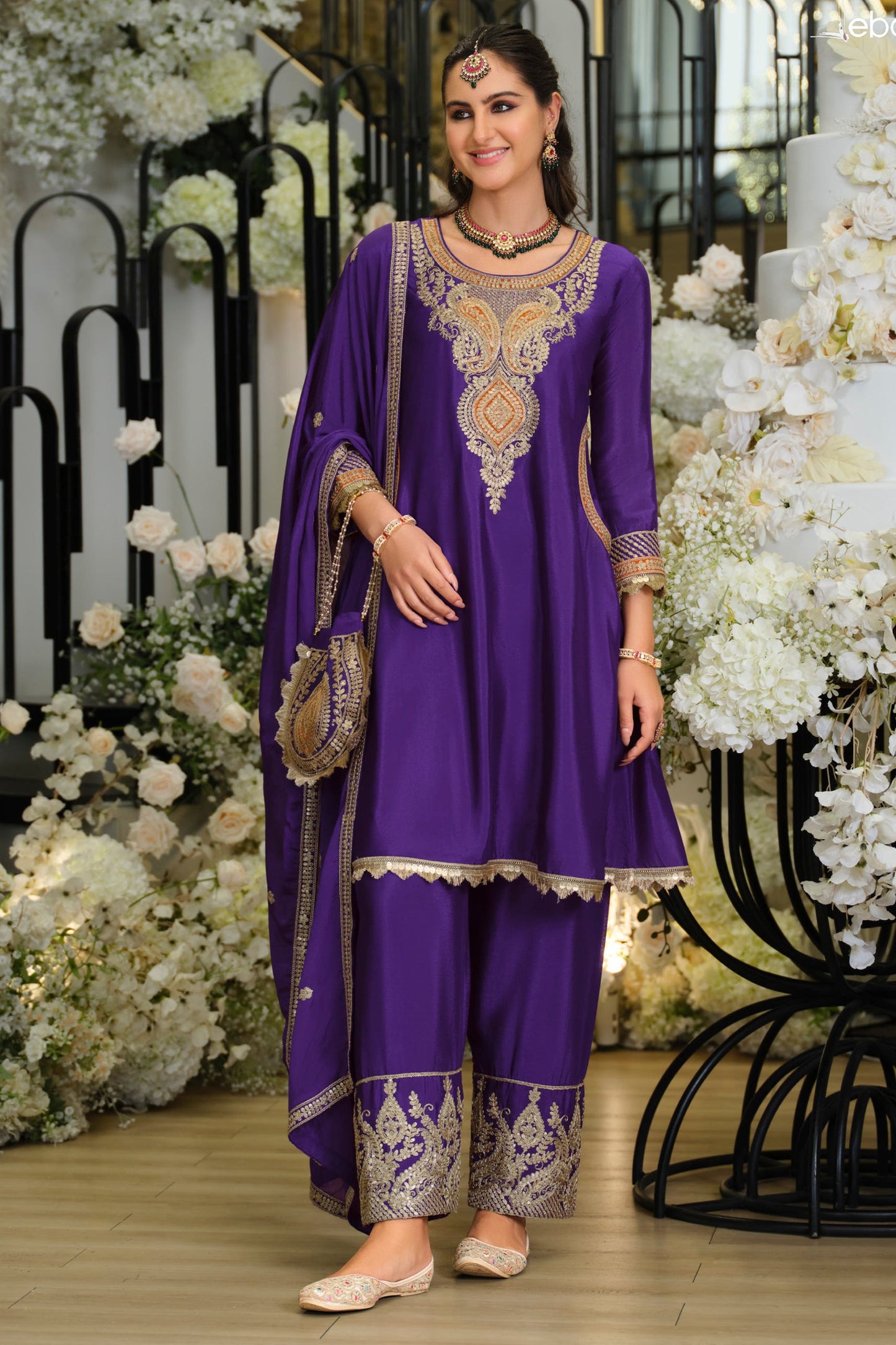 Purple Readymade Embroidered Chinon Suit-SAR12002_4_SareeButa.com