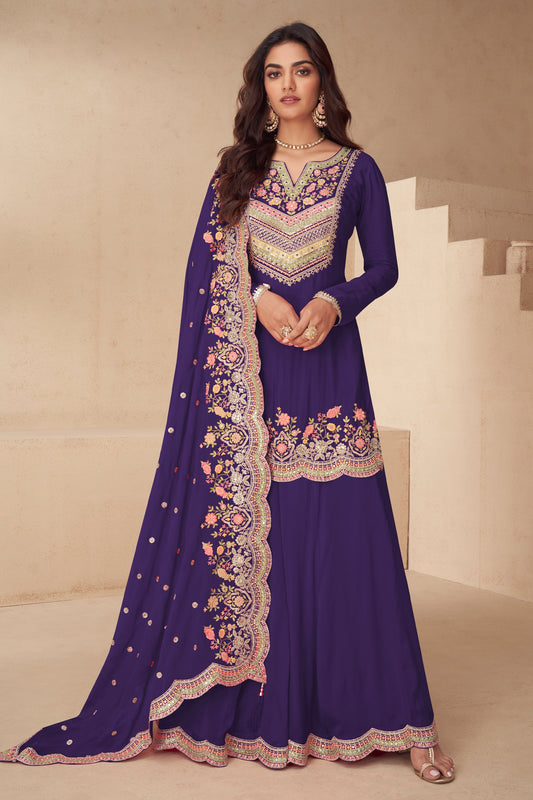 Purple Readymade Embroidered Chinon Suit-SAR12048_1_SareeButa.com