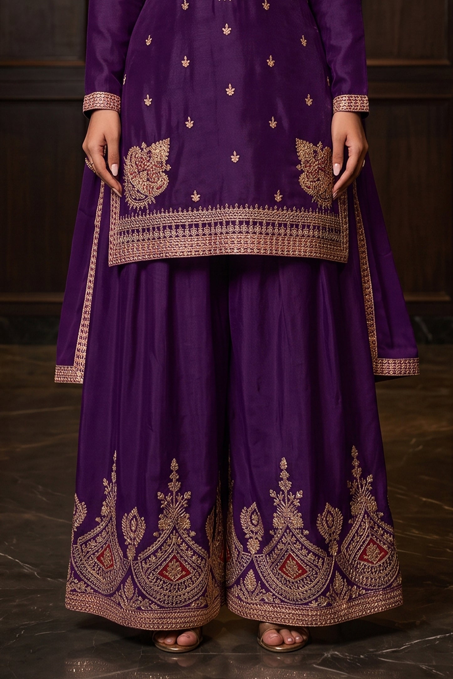Purple Readymade Embroidered Chinon Suit-SAR12990_7_SareeButa.com