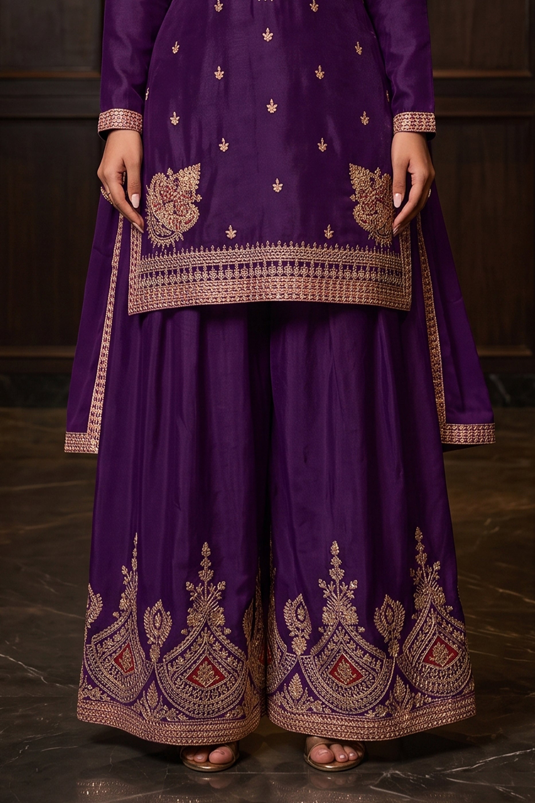 Purple Readymade Embroidered Chinon Suit-SAR12990_7_SareeButa.com