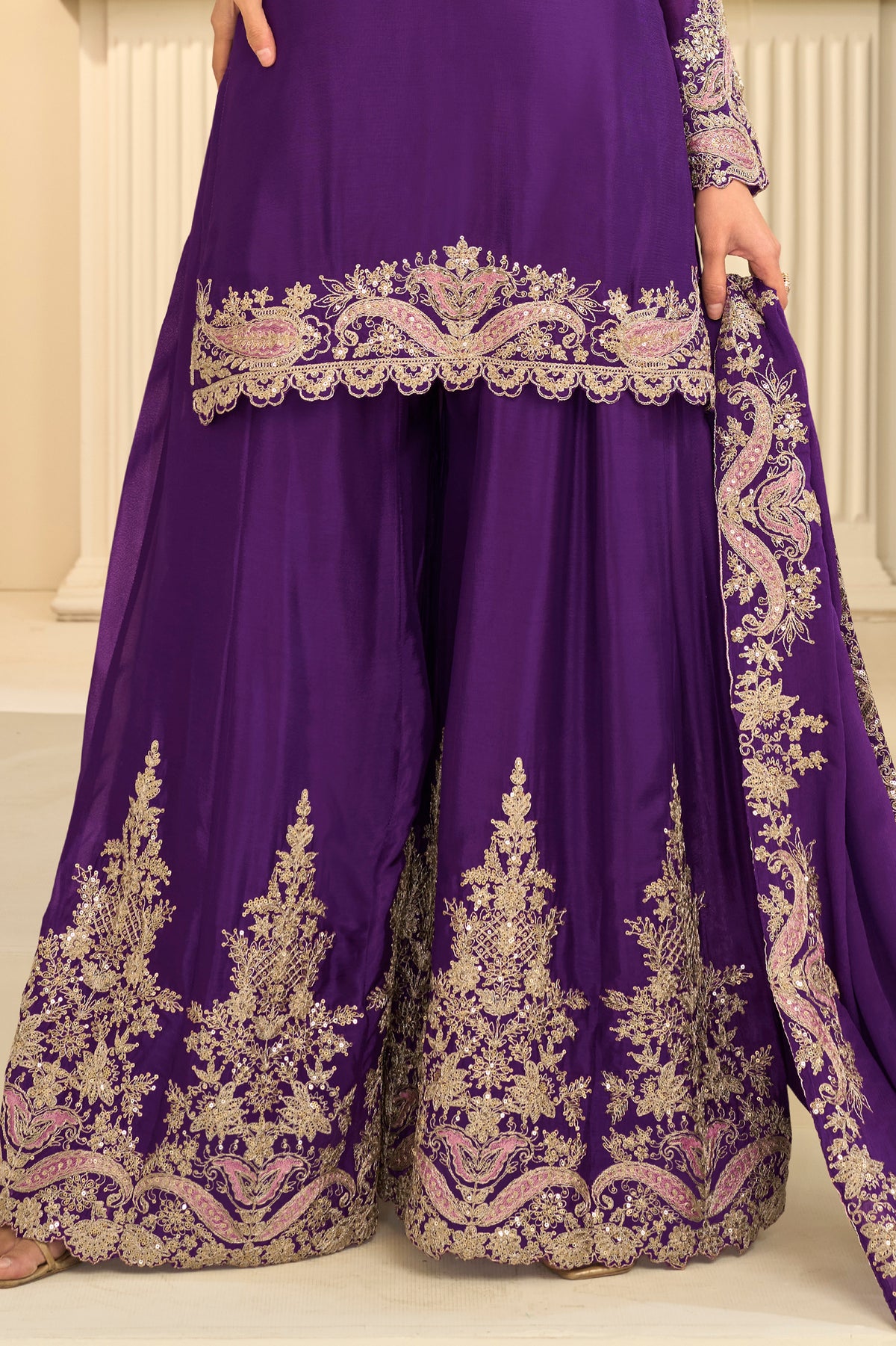 Purple Readymade Embroidered Chinon Suit-SAR13294_5_SareeButa.com