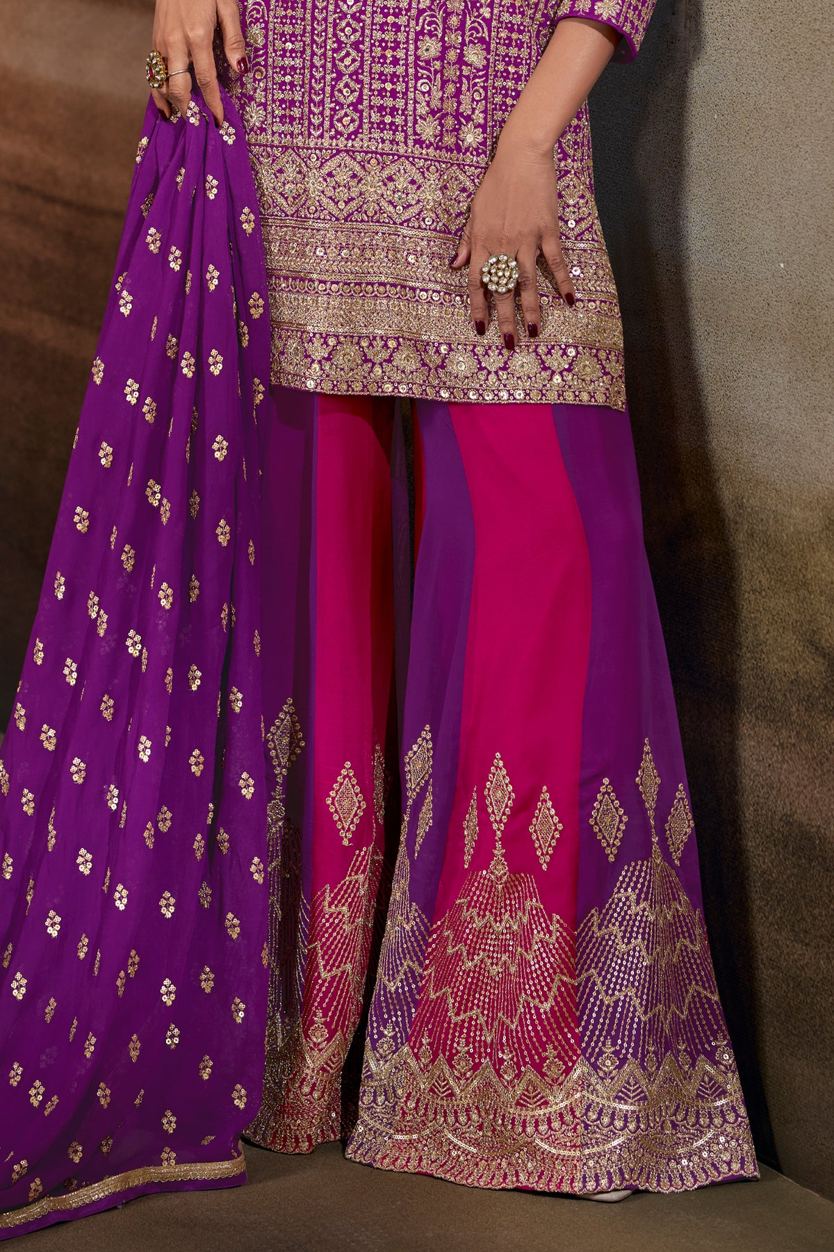 Purple Readymade Embroidered Georgette Palazzo Suit-SAR13371_4_SareeButa.com